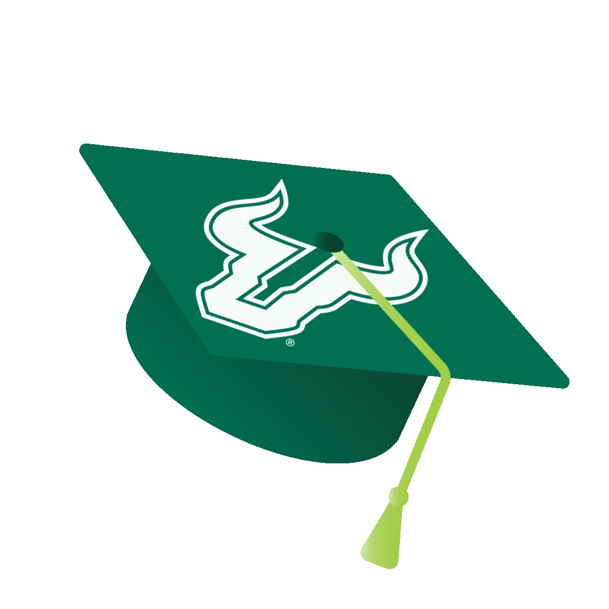 ֱ green graduation cap with gold tassle