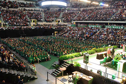 Students at commencement at Yuengling Center