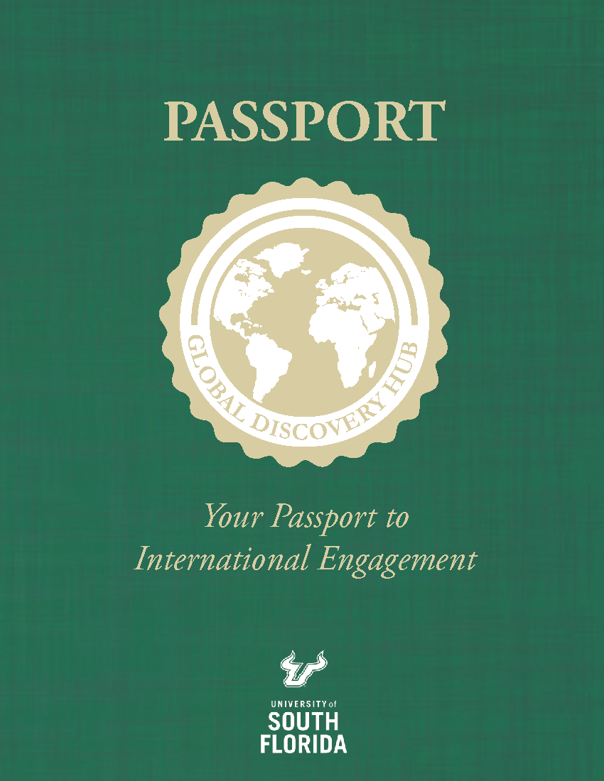 cover of ֱ World faculty passport resources featuring a green background and gold globe